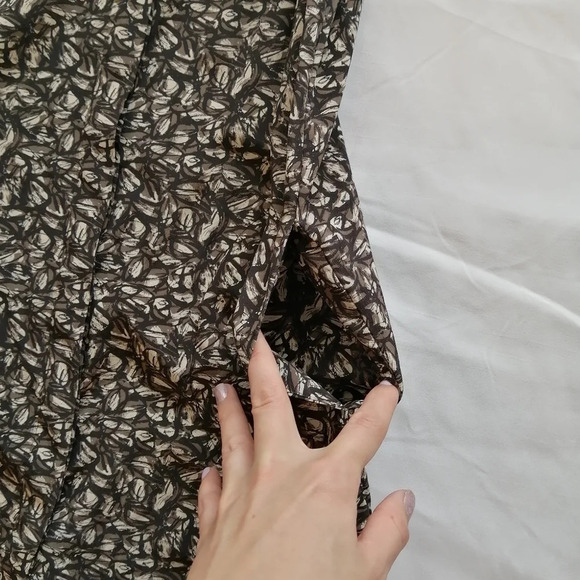 Theory Walvan Silk Sleeveless Shirt Dress With Pockets Size 0 Black Brown Cream - Picture 9 of 14